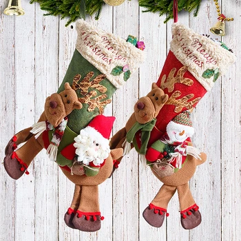 Santa Claus Darčeky, Dekoratívne Ponožky Veľké Candy Bag Elk Snehuliak Okenné Dekorácie Prívesok Osadenie Candy Zavesenie Tašky