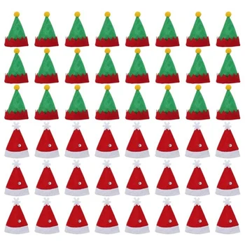 48Pcs Mini Santa Claus Klobúk Lízatko Top Vňaťou Kryt Veselé Vianočné Dekorácie, Fľaša Vína ochranný kryt