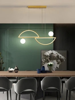 Jednoduché LED reštaurácia luster Nordic dlho, jedálenský stôl luster osvetlenie home] 110V, 220V diaľkové ovládanie lustra