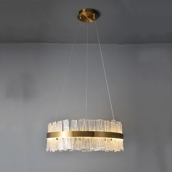 Postmoderných Ice Popraskané Sklo Kolo Krúžok Jedáleň Lampa LED Závesné Lampy, Obývacia Izba, Kuchyňa Lndoor Domova Svetlá