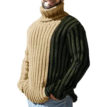 Pánske jesenné a zimné nových spojov kontrast farieb sveter pánske dlhý rukáv vysoká krku sveter trend sy0136