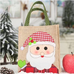 Vianočné Bielizeň Tote Bag Cartoon Candy Bag Vianočné Dekorácie Nášivka Darčeková Taška Santa Darčekové Tašky Kabelky