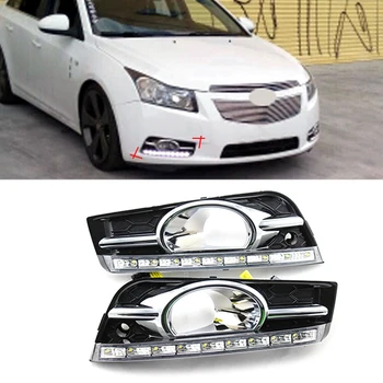 Pre Chevrolet Cruze 09-12 Vľavo a Vpravo DRL LED Denných prevádzkových Svetlo Lampy S Hmlové Svietidlo Otvoru Otočte Signál tlmené Svetlo
