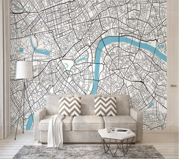Abstraktných de parede Jednoduchý a štýlový Londýne mapa 3d tapeta, tv na stenu. spálňa KTV bar nástenné dekorácie