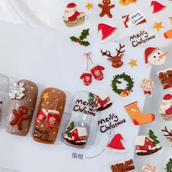 Vianoce na Nechty, Nálepky Snowflake Santa Claus Elk na Nechty, Nálepky Úľavu DIY Samolepiace Manikúra Kockovaná Nail Art, Ozdoby