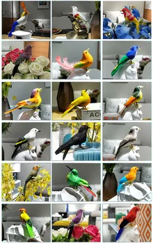 v reálnom živote hračka pestré perie vtákov model okolo 13-15 cm vták záhradné dekorácie, party prop hračka darček h1855
