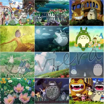 Plné Námestie Vŕtať Komiksu, Anime Diamond Maľovanie Môj Sused Totoro Výšivky Mozaiky Drahokamu Cross Stitch Domova Remeslá