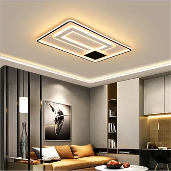 Moderný Minimalistický Čierne A Biele Obdĺžnikové Kolo Obývacia Izba, Spálňa Stropné Svetlá Módne Nekonečné Stmievanie LED Stropné Svetlá