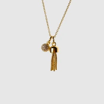 Amorita boutique pozlátené-14K módne trendy minimalistický kolo loptu strapec reťazca náhrdelník pre dievča, dcéra darček