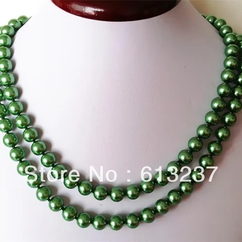 Móda zelená trendy shell kolo simulovaný-pearl 10 mm korálky očarujúce diy náhrdelník pre ženy reťazca šperky čo 36inch MY4189