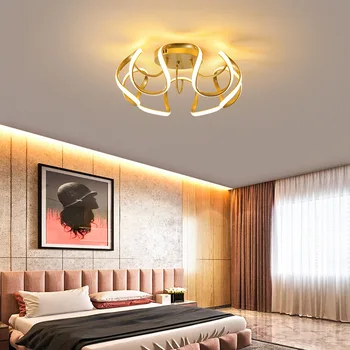 Cezhraničné Zlaté Svetlo Luxusné Kvetinové Tvar Minimalistický Spálňa Izba Lampa Moderného Jednoduché Nordic Hliníkové Led Stropné Svietidlo