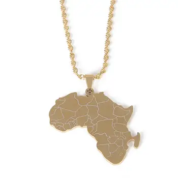 Z nehrdzavejúcej Ocele Afriky Mapu Náhrdelník Prívesok Charm Mapu Kontinentu Afrika Šperky