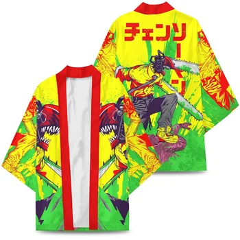 4XL Anime Pílou Muž Pochita Denji Cosplay Kostým Kabát Jednotné Topy Kimono Haori Tričko Animácie Periférií, Unisex Oblečenie