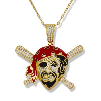 Punk Viking Pirate Skull Náhrdelník Prívesok pre Človeka Zlatá, Červená Farba Jack Piráti Z Karibiku Náhrdelník Smalt Ľadový Z Šperky